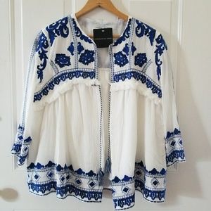 New blue and white bohemian light-weight jacket